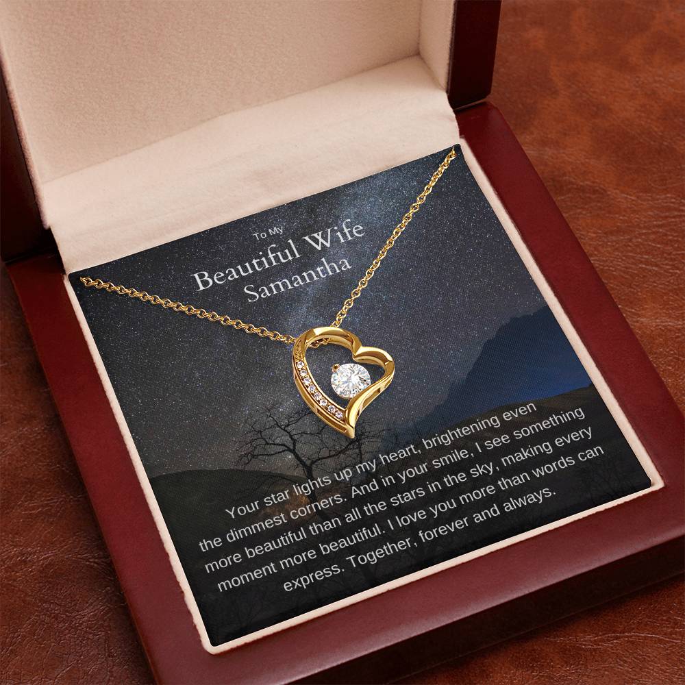 To my Beautiful Wife personalized gift for her. Forever love Necklace. Outdoor gifts for couples