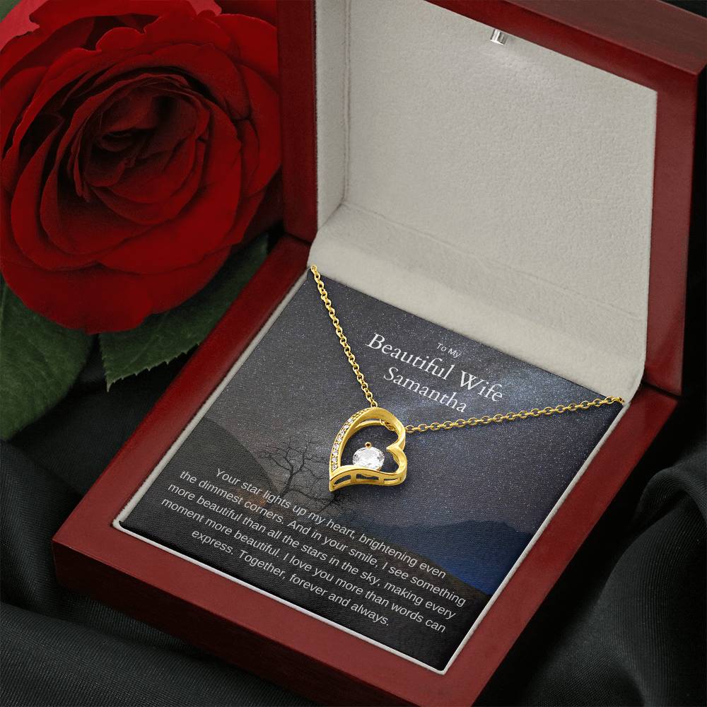 To my Beautiful Wife personalized gift for her. Forever love Necklace. Outdoor gifts for couples