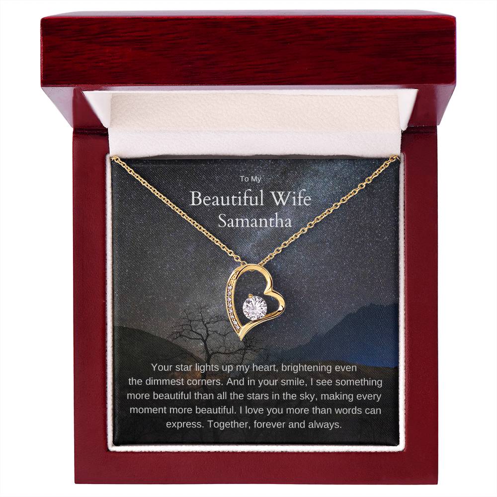 To my Beautiful Wife personalized gift for her. Forever love Necklace. Outdoor gifts for couples