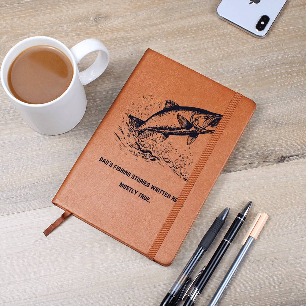 Dad's fishing adventures. Leather lined journal.