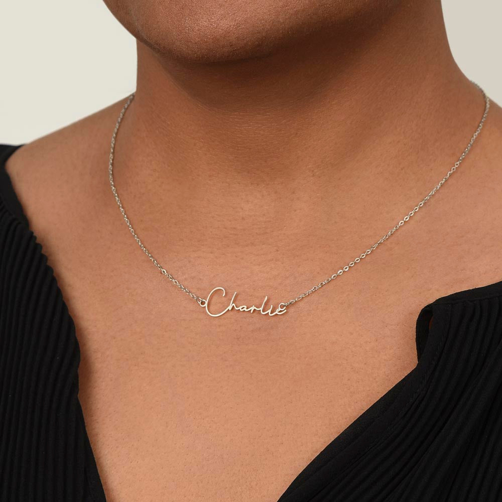 Personalized cursive name necklace for her.