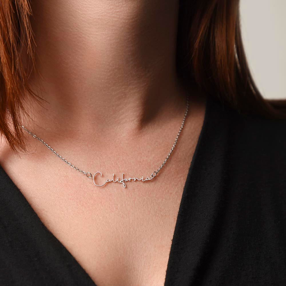 Personalized cursive name necklace for her.