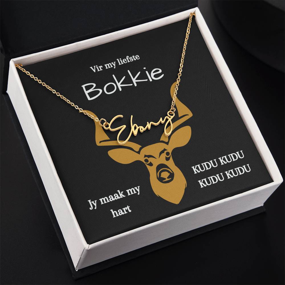 Personalized cursive name necklace for her.