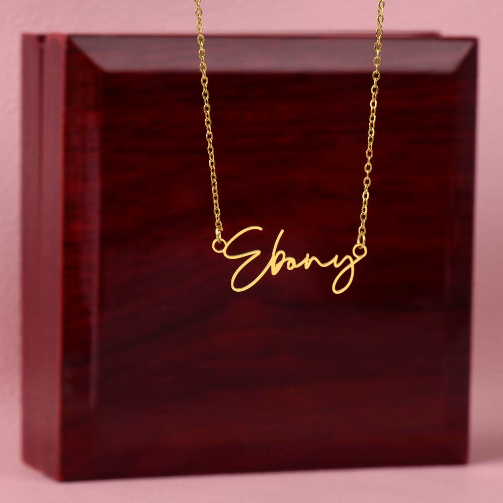 Personalized cursive name necklace for her.