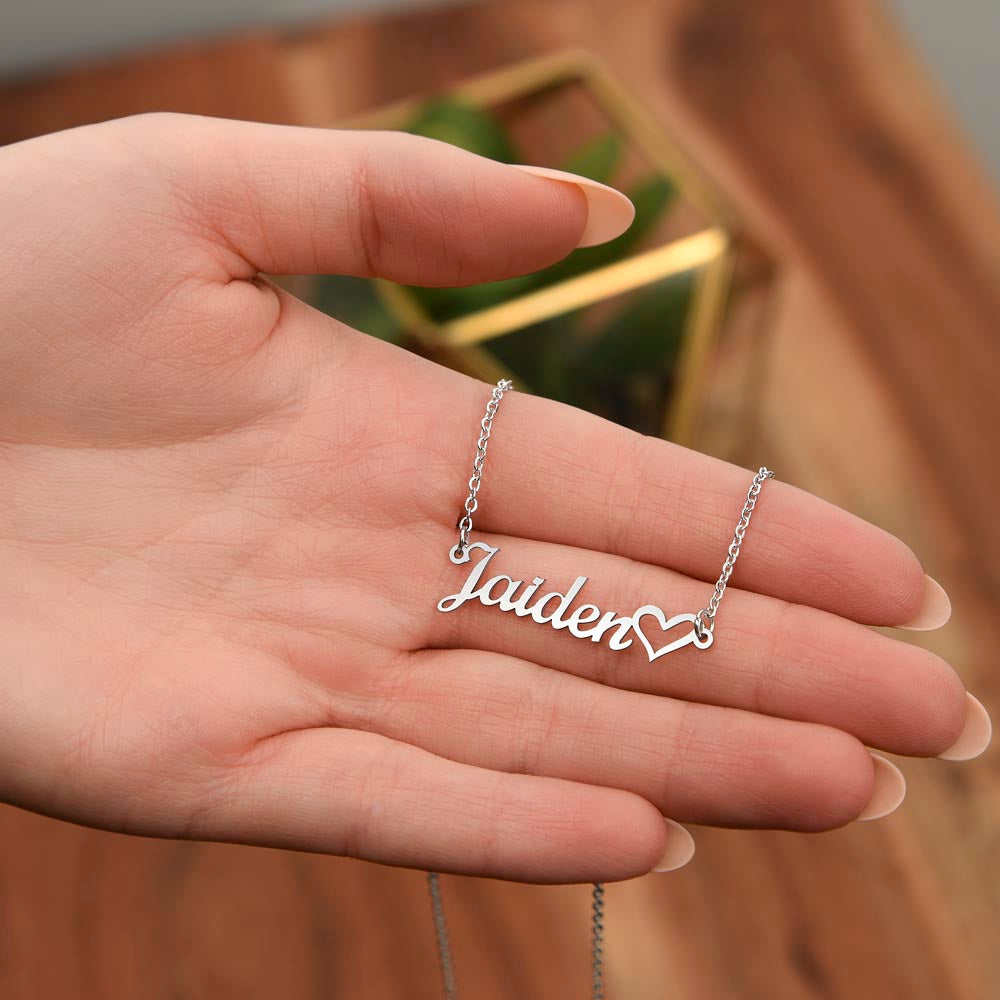 To my Beautiful wife. Personalized name necklace with heart for her.