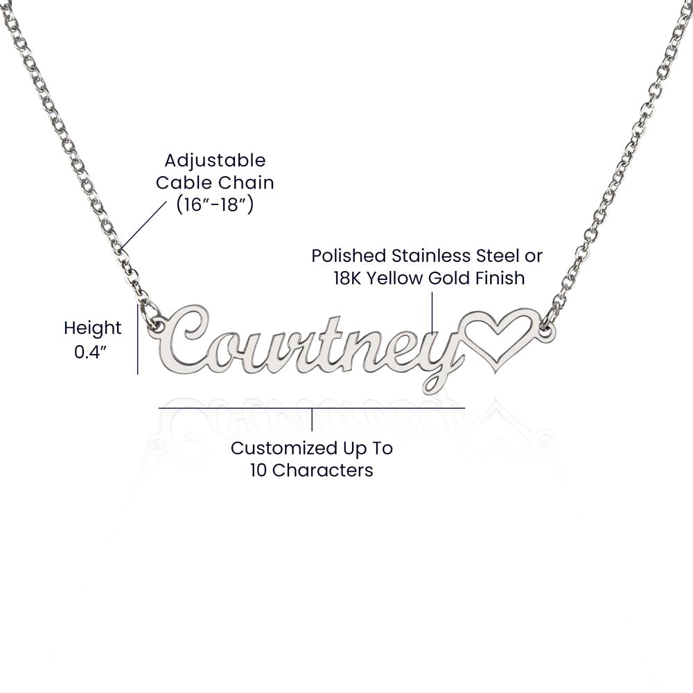 To my Beautiful wife. Personalized name necklace with heart for her.